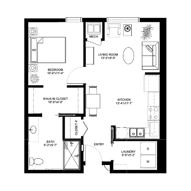 Assisted Living 1 BR A (accessible)